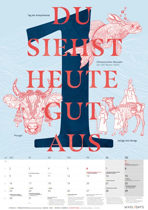 Der wholidays-Kalender 2023 – Januar