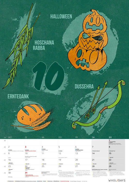 Der wholidays-Kalender 2023 – Oktober