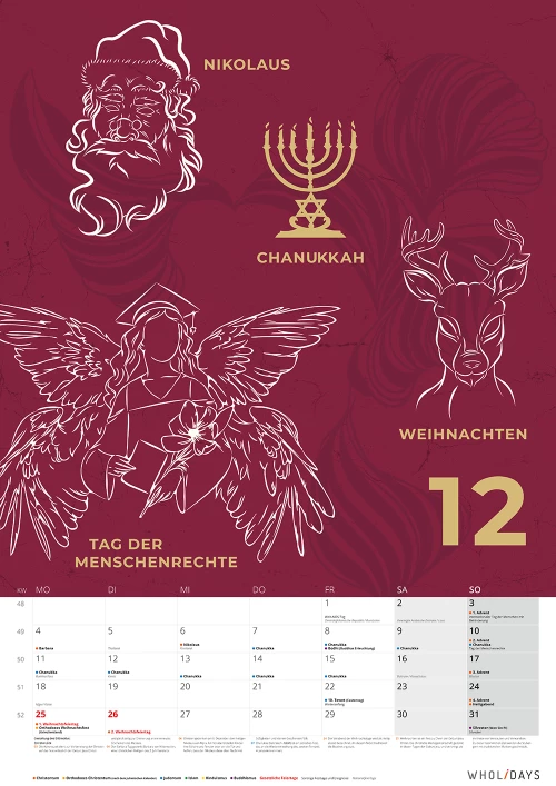 Der wholidays-Kalender 2023 – Dezember