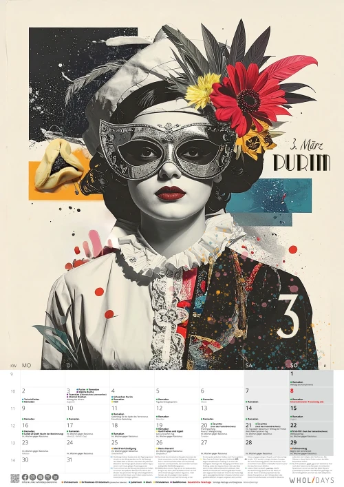 Der wholidays-Kalender 2026 – März