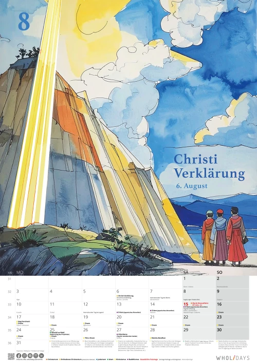 Der wholidays-Kalender 2026 – August