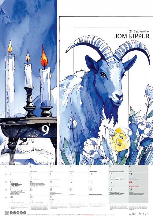 Der wholidays-Kalender 2026 – September