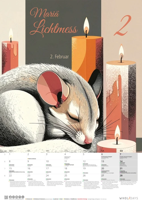 Der wholidays-Kalender 2027 – Februar