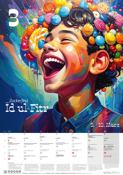 Der wholidays-Kalender 2027 – März
